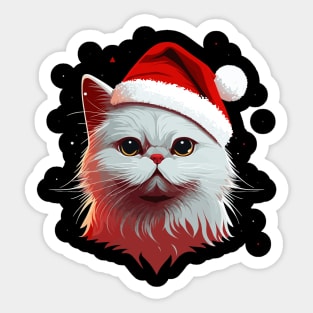 Cute Ugly Christmas Cat Gift Funny Cat Christmas Sticker